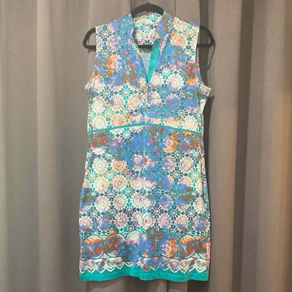 EP Pro Floral Blue Sleeveless Dress